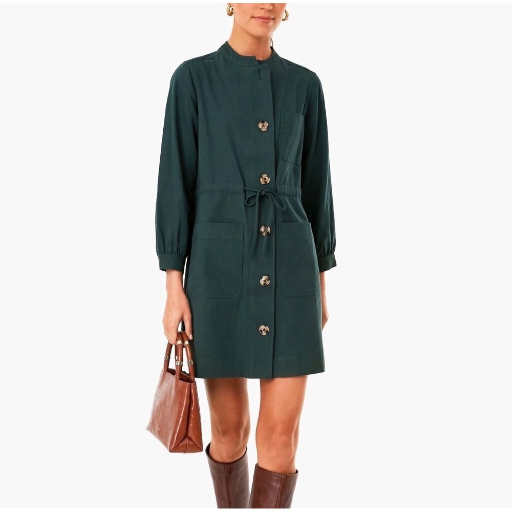 Tuckernuck Green Twill Button Front Utility Mini Dress Size Small